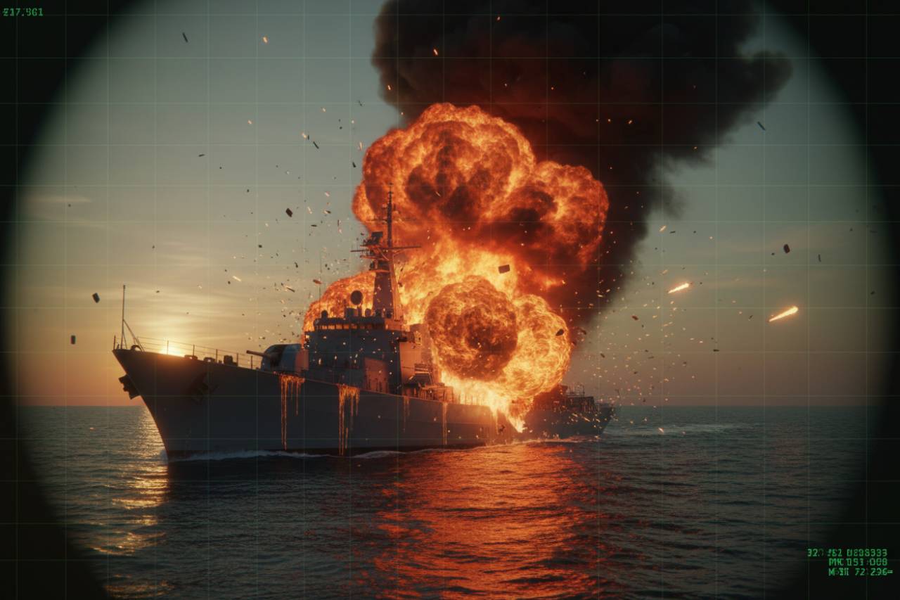 Guerra, hanno colpito la nave: esplosione ripresa dalle telecamere | Fiamme spaventose: attacco violento