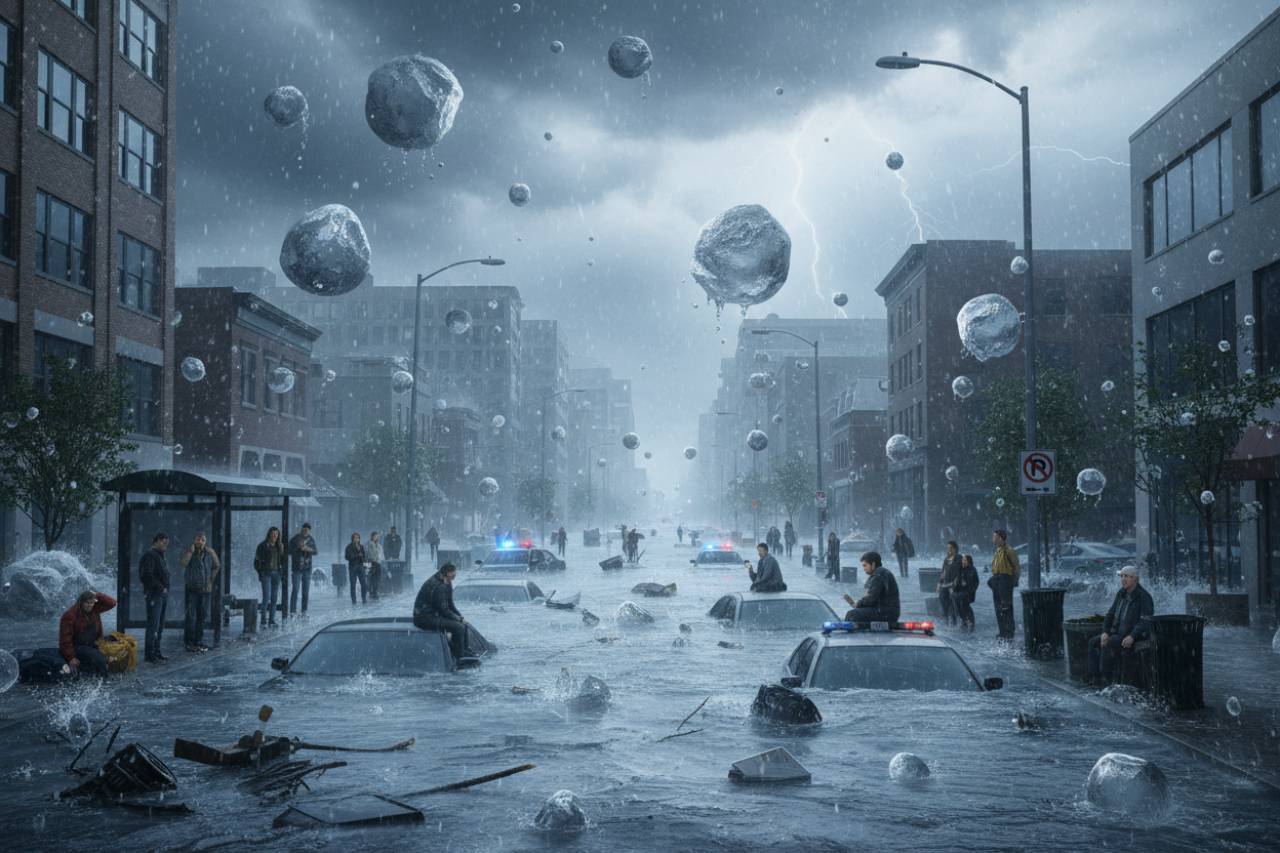 Grandinata violentissima, la città è totalmente sommersa dall’acqua | Cittadini bloccati da ore